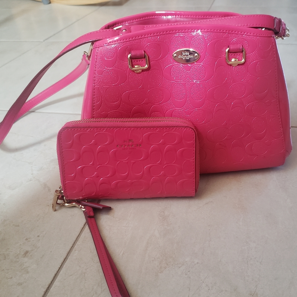 Coach Hot Pink Purse with Wallet/Wristlet